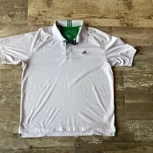 ADIDAS Climalite Polo White & Green Men's Large